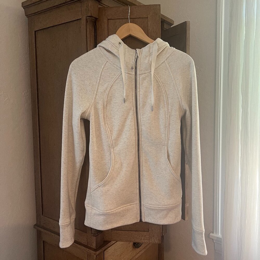 lululemon Scuba heather grey/oatmeal hooded jacket size 4